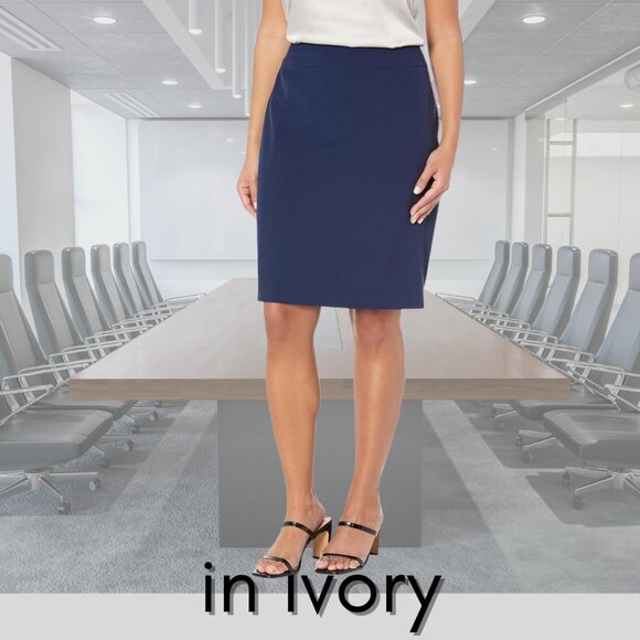 NWT - Le Suit Shawl Tied Collar 3 Button Jacket & Skirt Suit 2Pc - Ivory - 16 - Picture 3 of 14